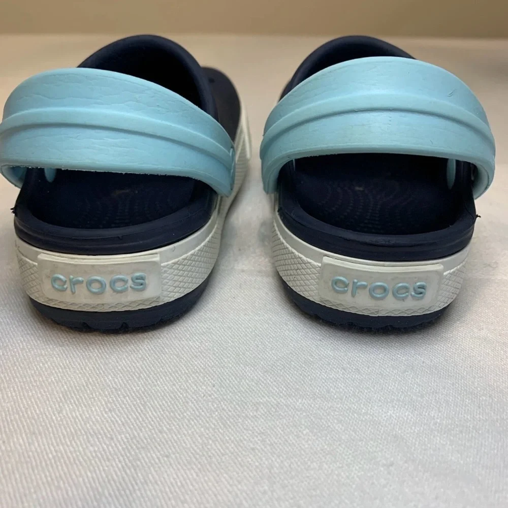 Crocs Origimal Navy/Teal/White Comfort Clogs Baby/Toddler Sz C4/C5